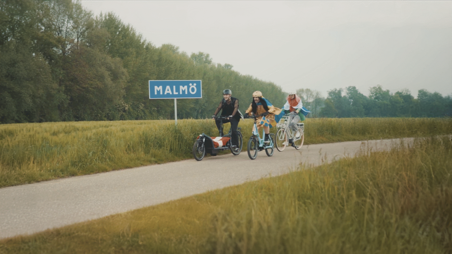 Menschen, die in einer Grünanlage Rad fahren